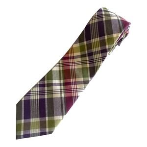 Kenneth Cole Madras Plaid Tie Slim Skinny 2.75" W x 58" L Men's Necktie Preppy